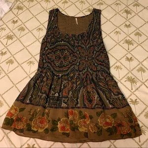 Free people smocked sleeveless print top